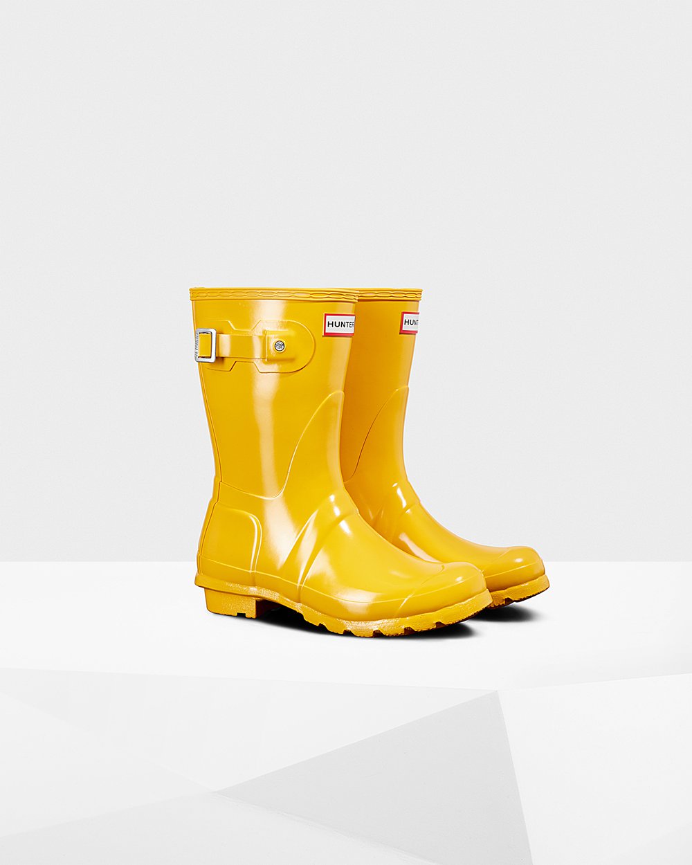 Womens Hunter Short Rain Boots Yellow - Original Gloss - 2951376-PA